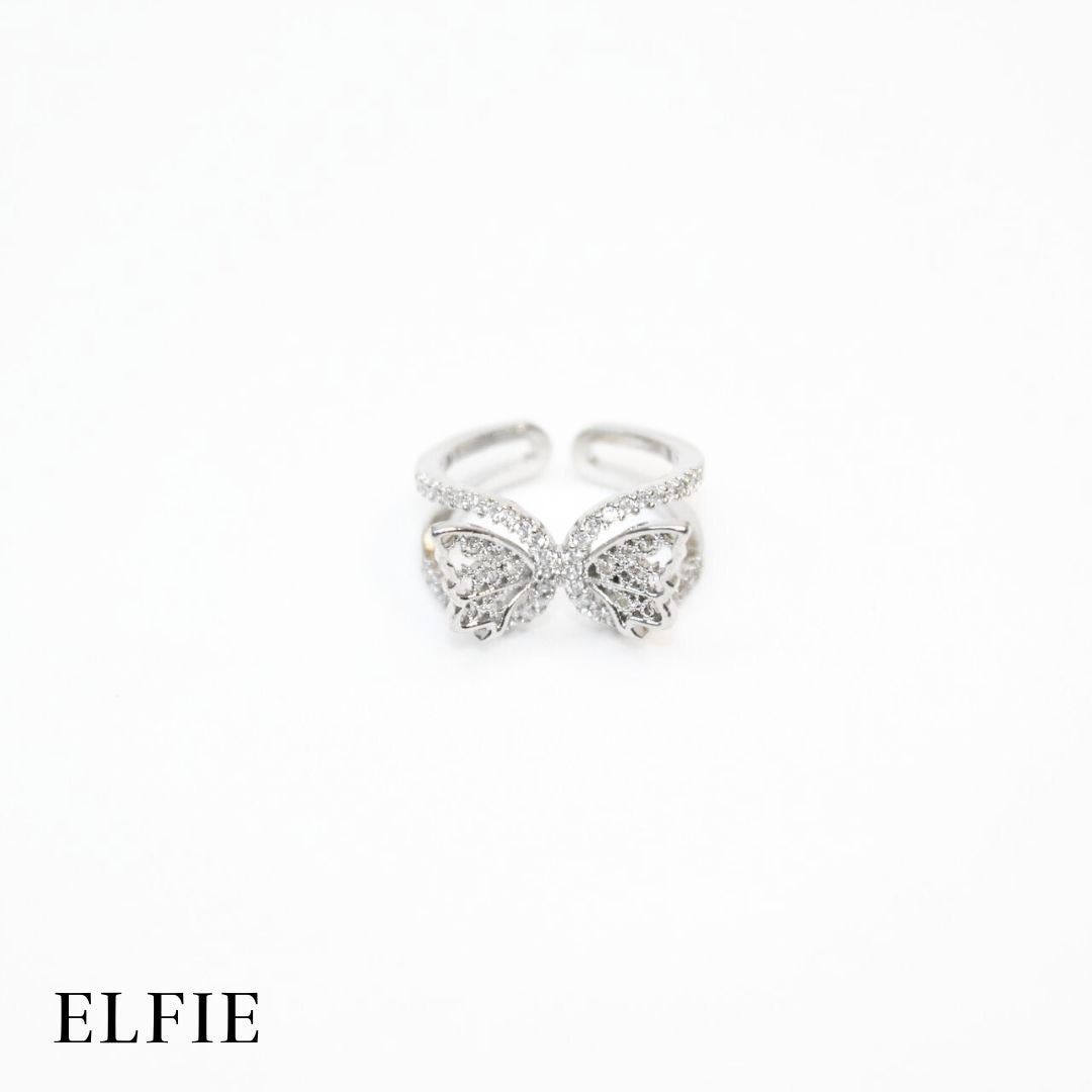 Butterfly Crystal Adjustable 18K Silver Plated Ring