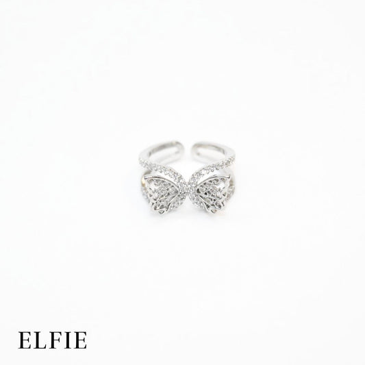 Butterfly Crystal Adjustable 18K Silver Plated Ring