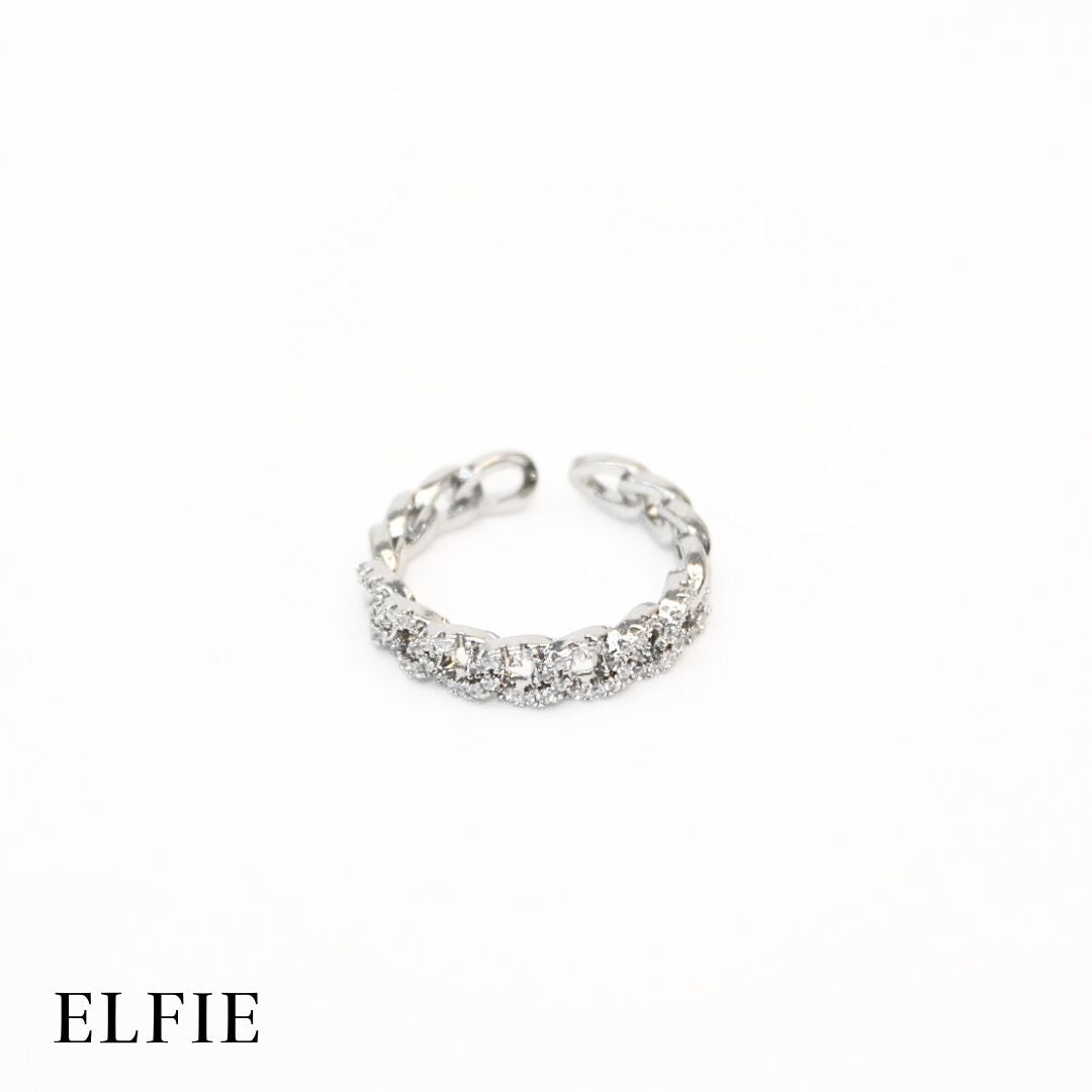 Crystal Chain Adjustable 18K Silver Plated Ring