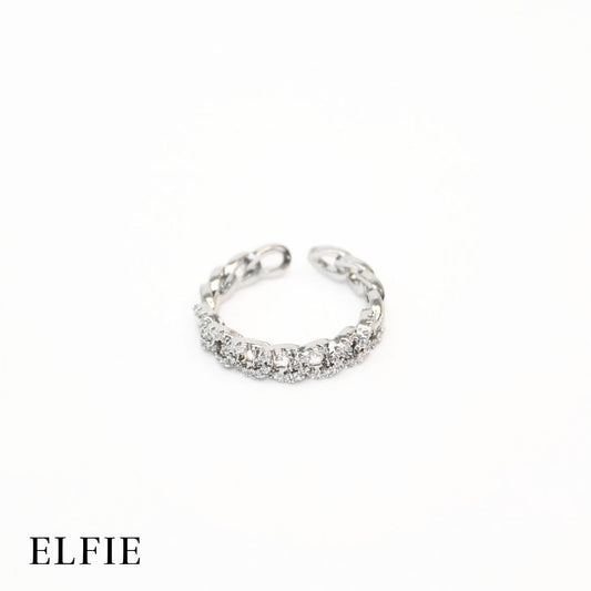Crystal Chain Adjustable 18K Silver Plated Ring