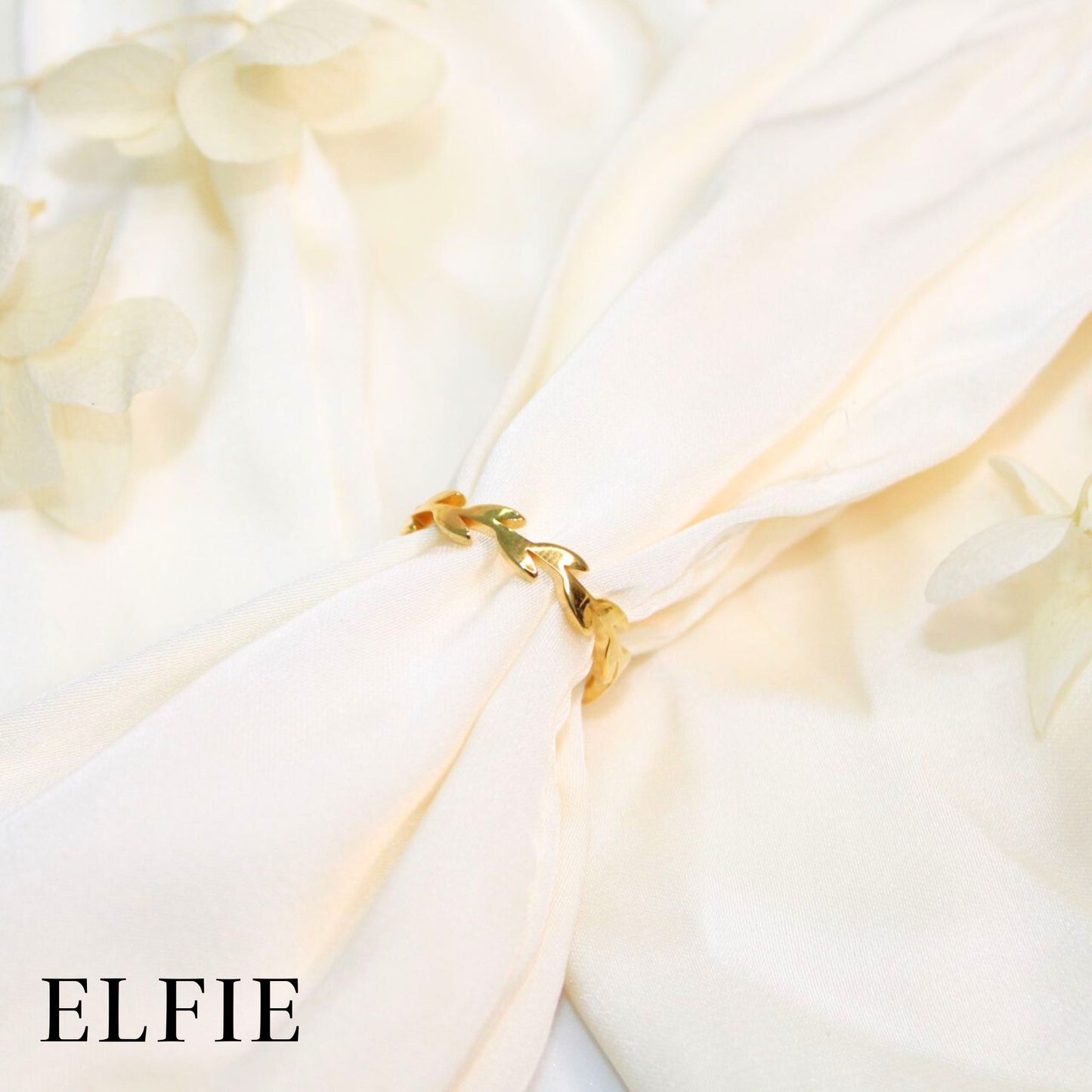 Leaf Design Golden Titanium Ring