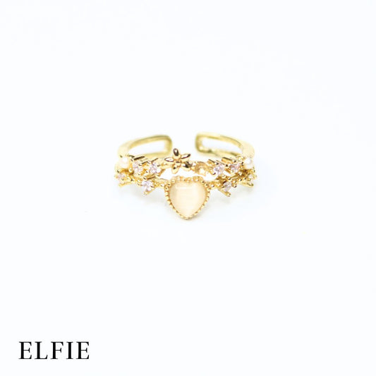 Crystal Heart Adjustable Gold Plated 18K Ring