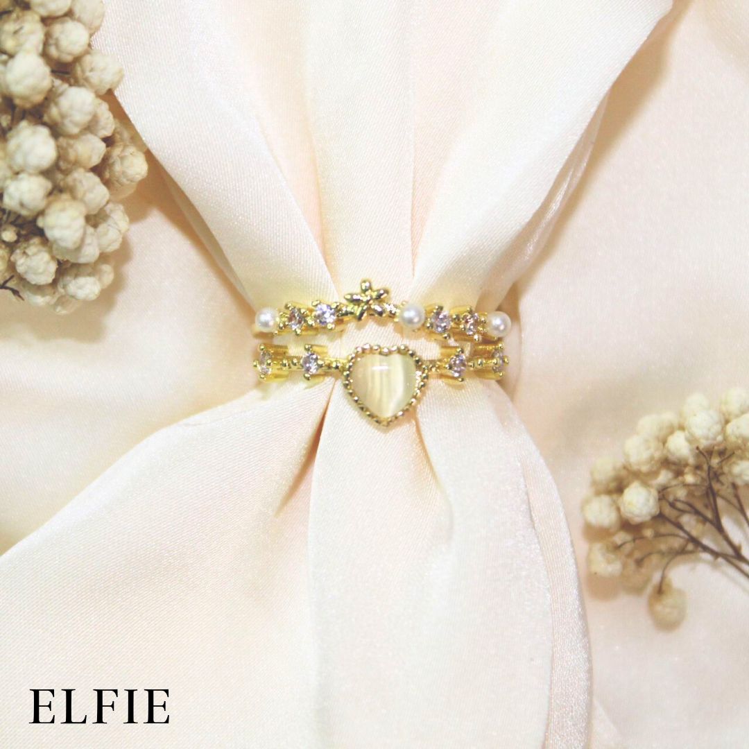 Crystal Heart Adjustable Gold Plated 18K Ring