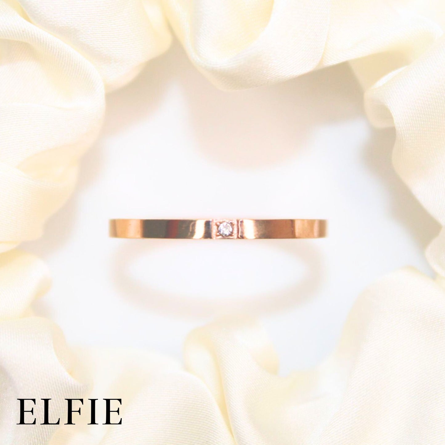 Rose Gold Small Diamond Titanium Ring