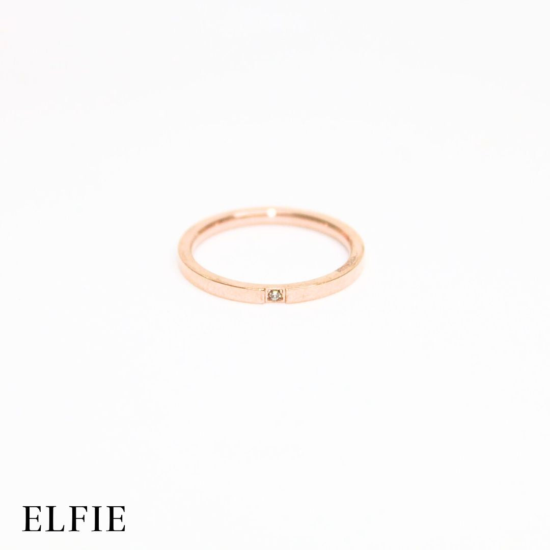 Rose Gold Small Diamond Titanium Ring