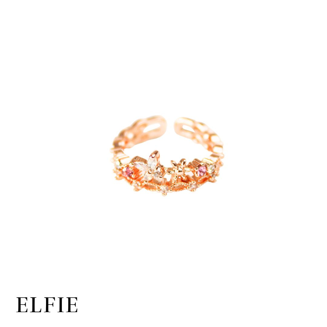 Butterfly Garden Adjustable 18K Rose Gold Plated Ring