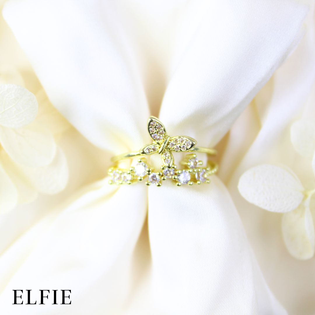 Eternity Butterfly Adjustable 18K Gold Plated Ring