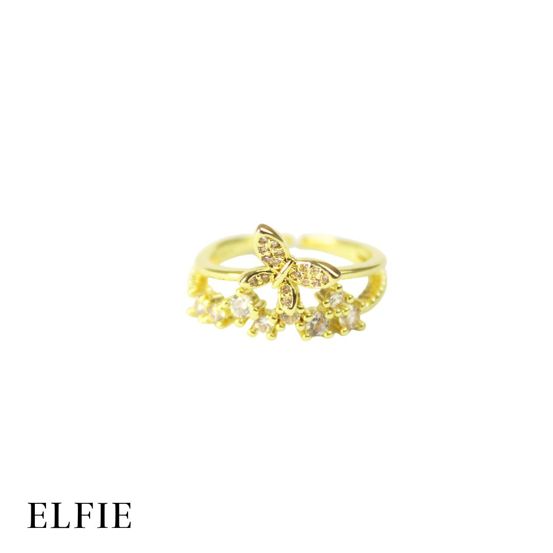 Eternity Butterfly Adjustable 18K Gold Plated Ring