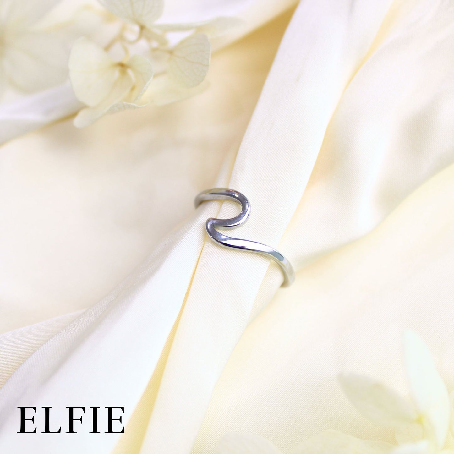 Silver Sea Wave Design Titanium Ring