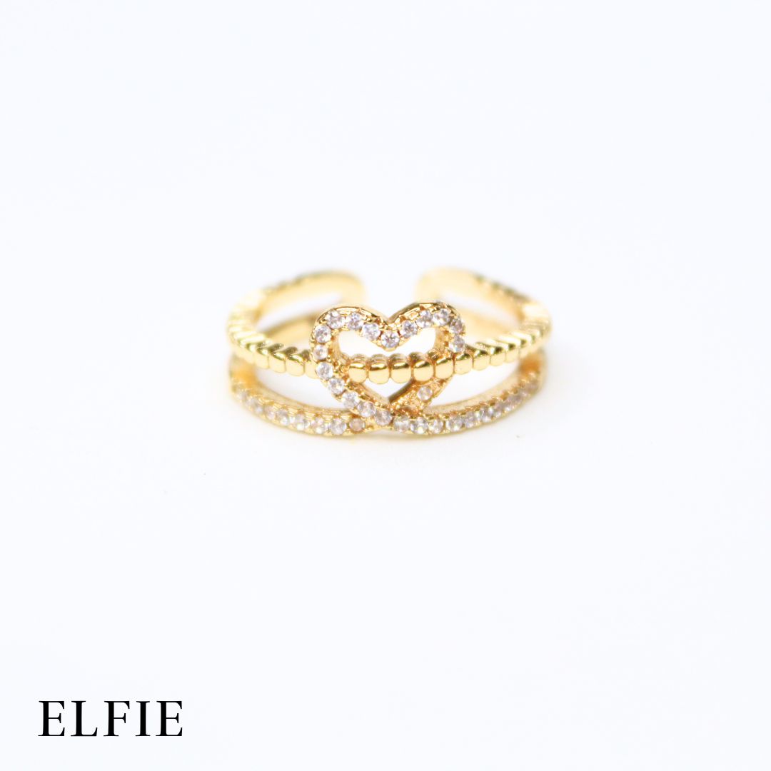 Dainty Heart Adjustable Gold Plated 18K Ring