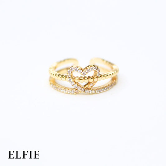 Dainty Heart Adjustable Gold Plated 18K Ring