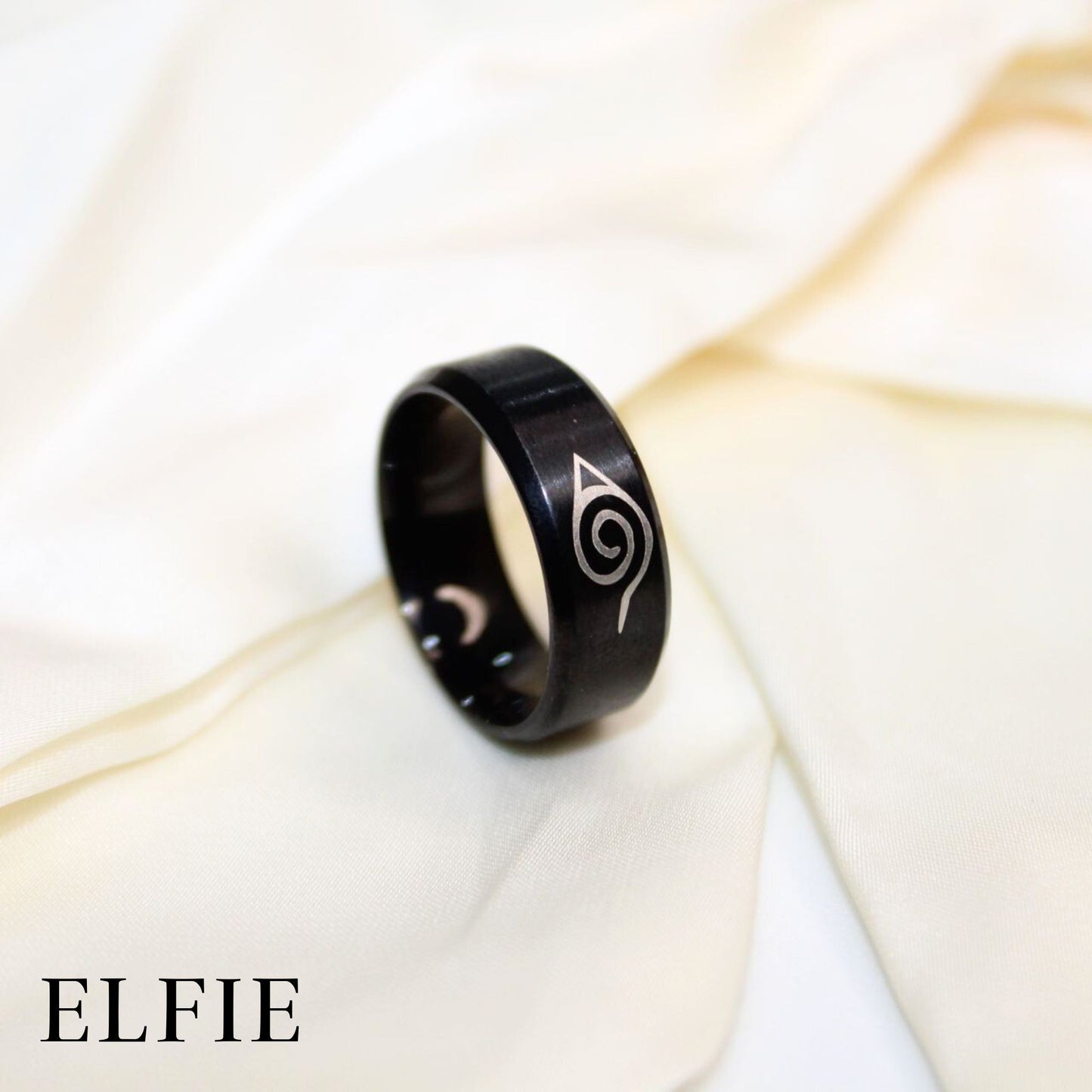 Masculine Naruto Black Titanium Ring