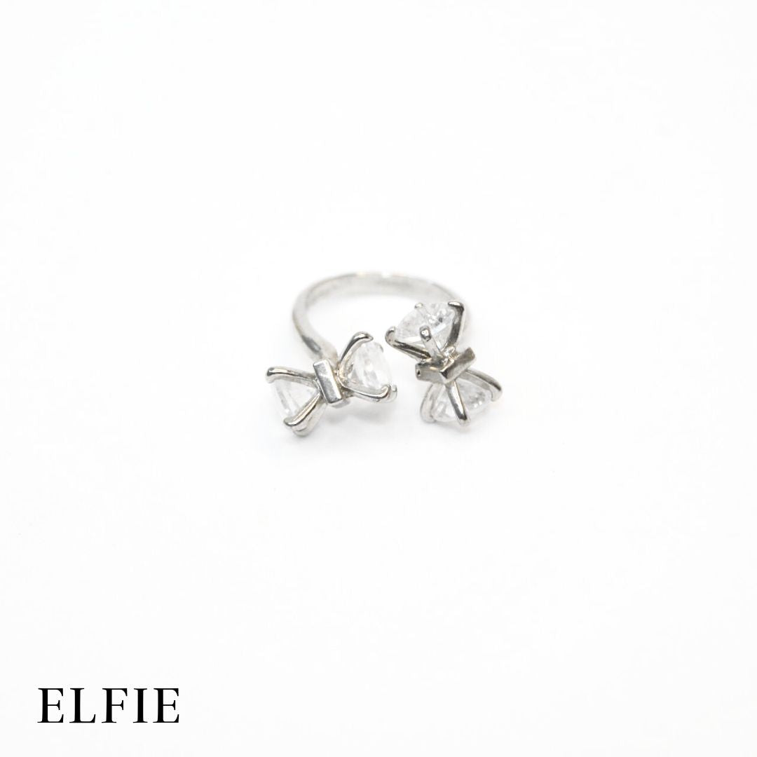 Bow Pendant Adjustable 18K Silver Plated Ring