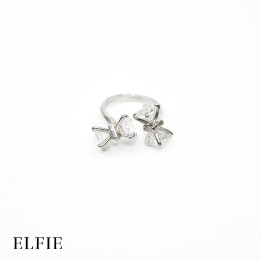 Bow Pendant Adjustable 18K Silver Plated Ring