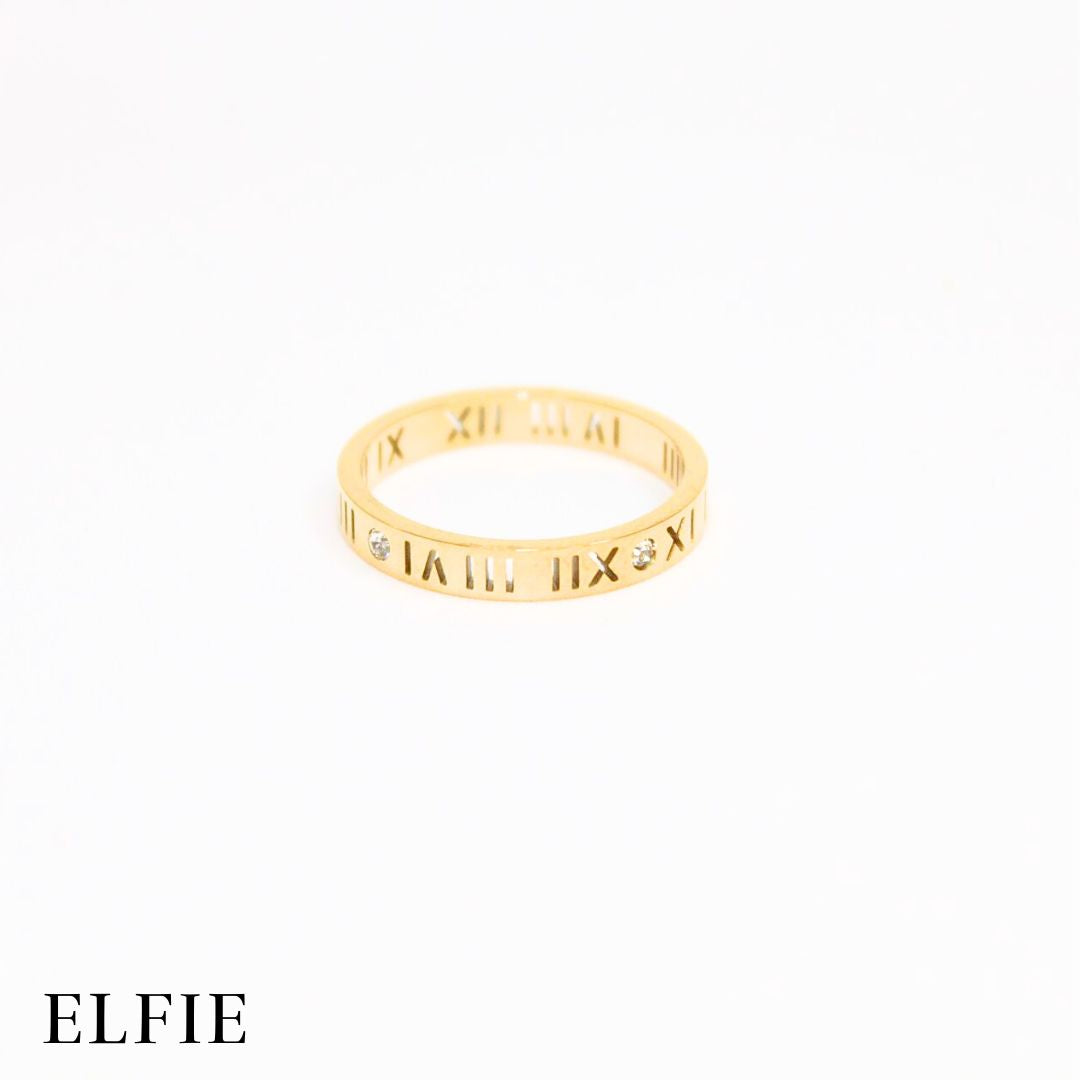 Roman Time Diamond Titanium Ring