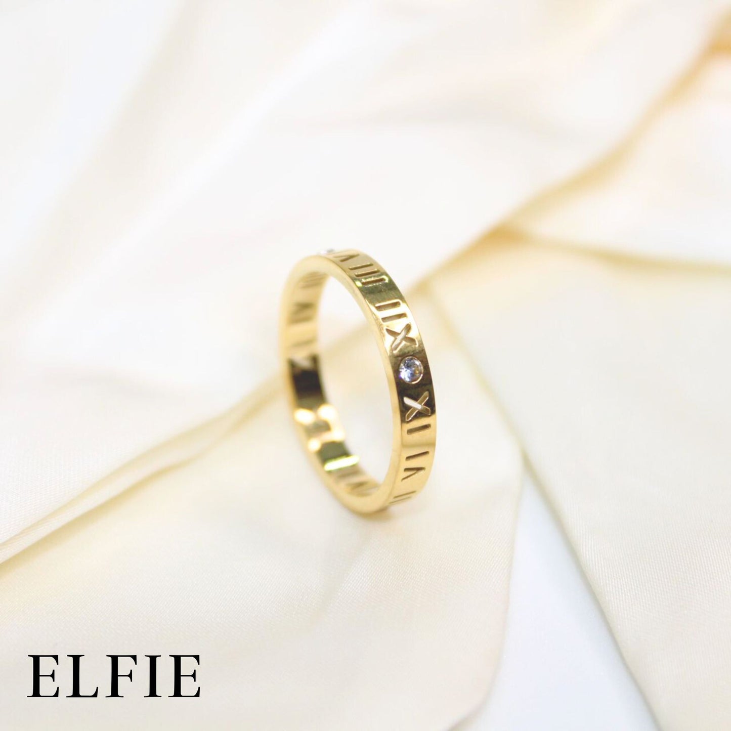 Roman Time Diamond Titanium Ring