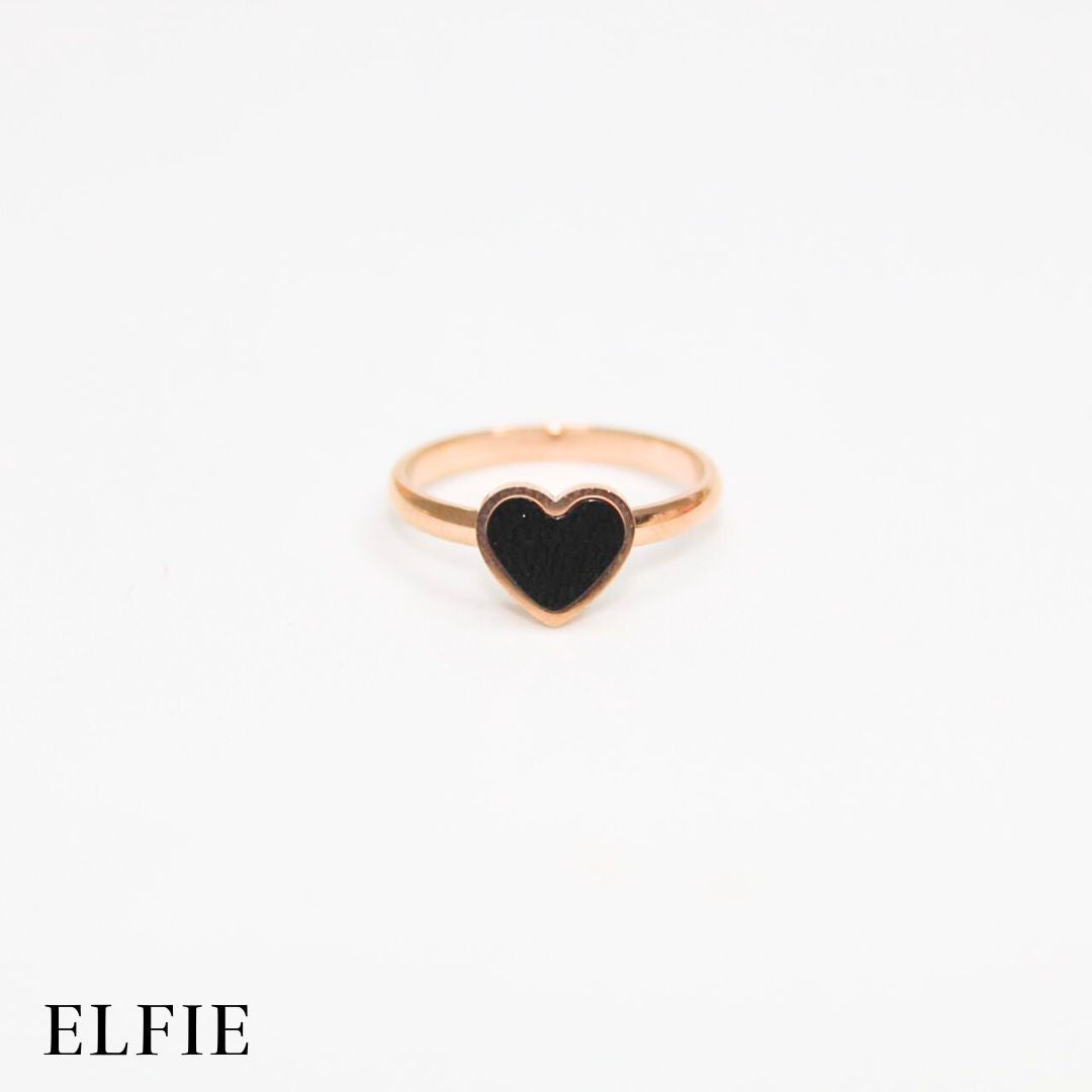 Rose Gold Black Heart Ring