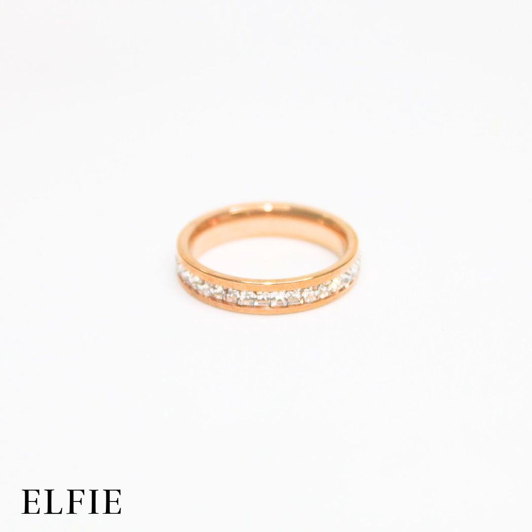 Crystal Diamond Strip Titanium Ring