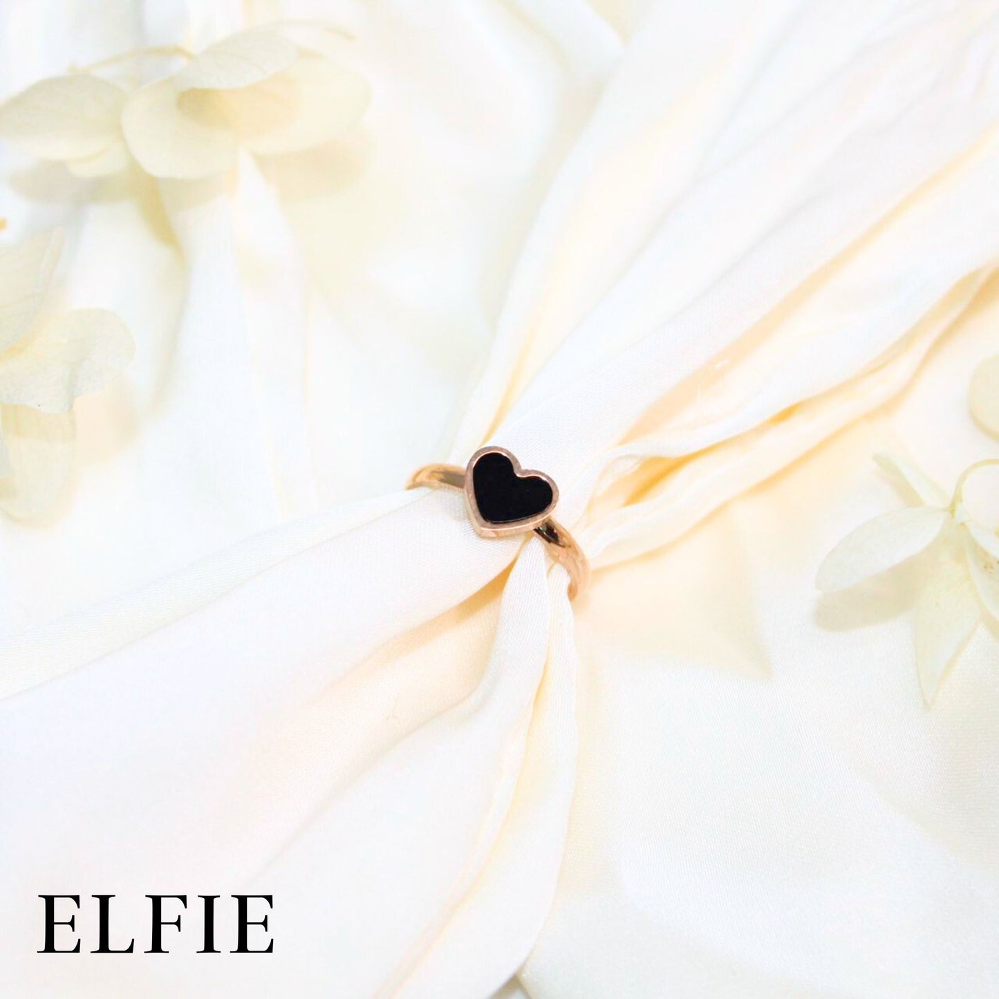 Rose Gold Black Heart Ring