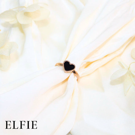 Rose Gold Black Heart Ring