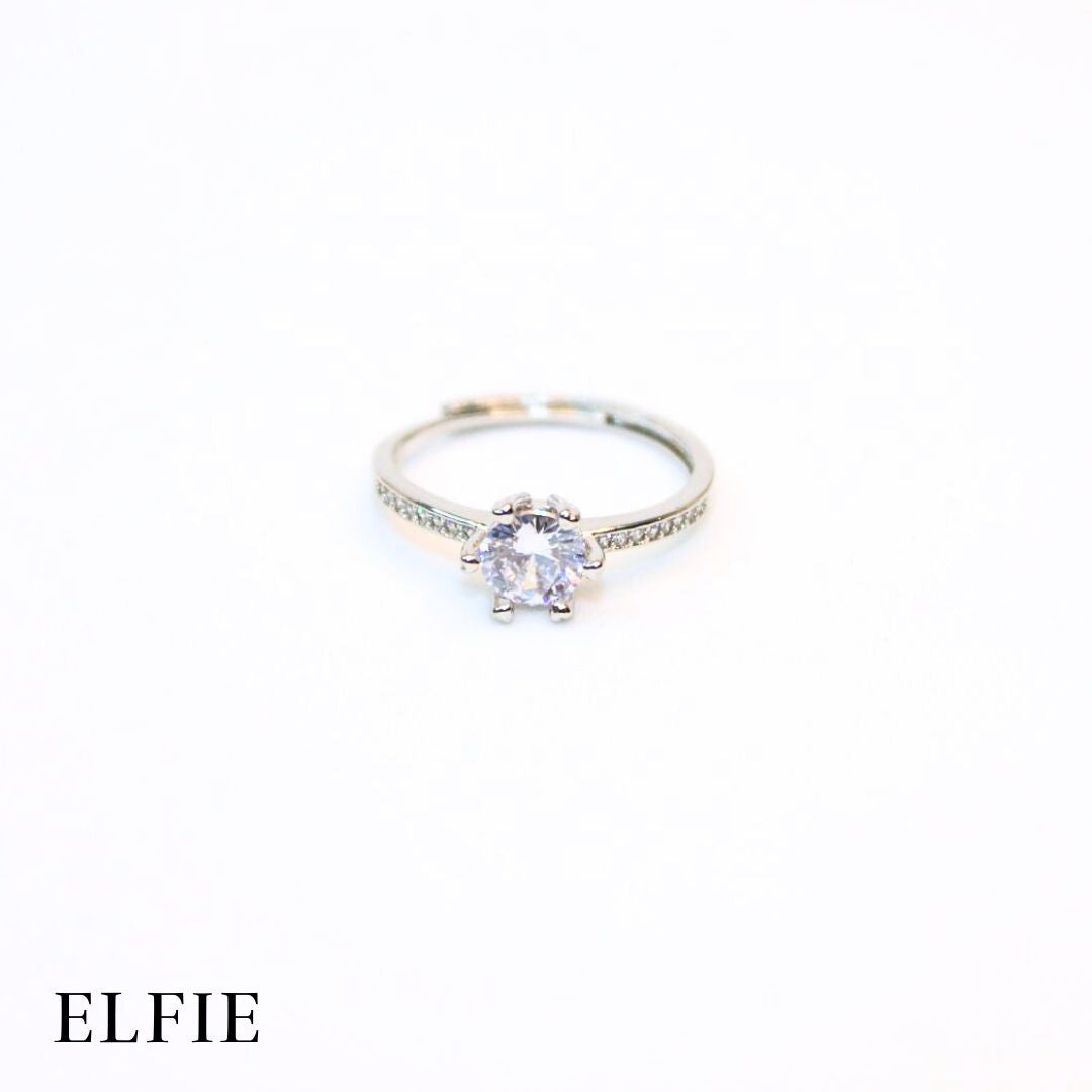 Weddie Solitaire Adjustable 18K Silver Plated Ring