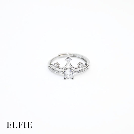 Crown Solitaire Adjustable 18K Silver Plated Ring