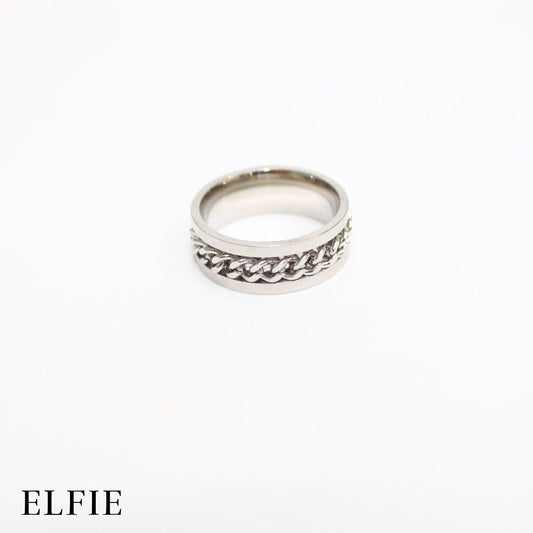 Silver Chain Titanium Ring