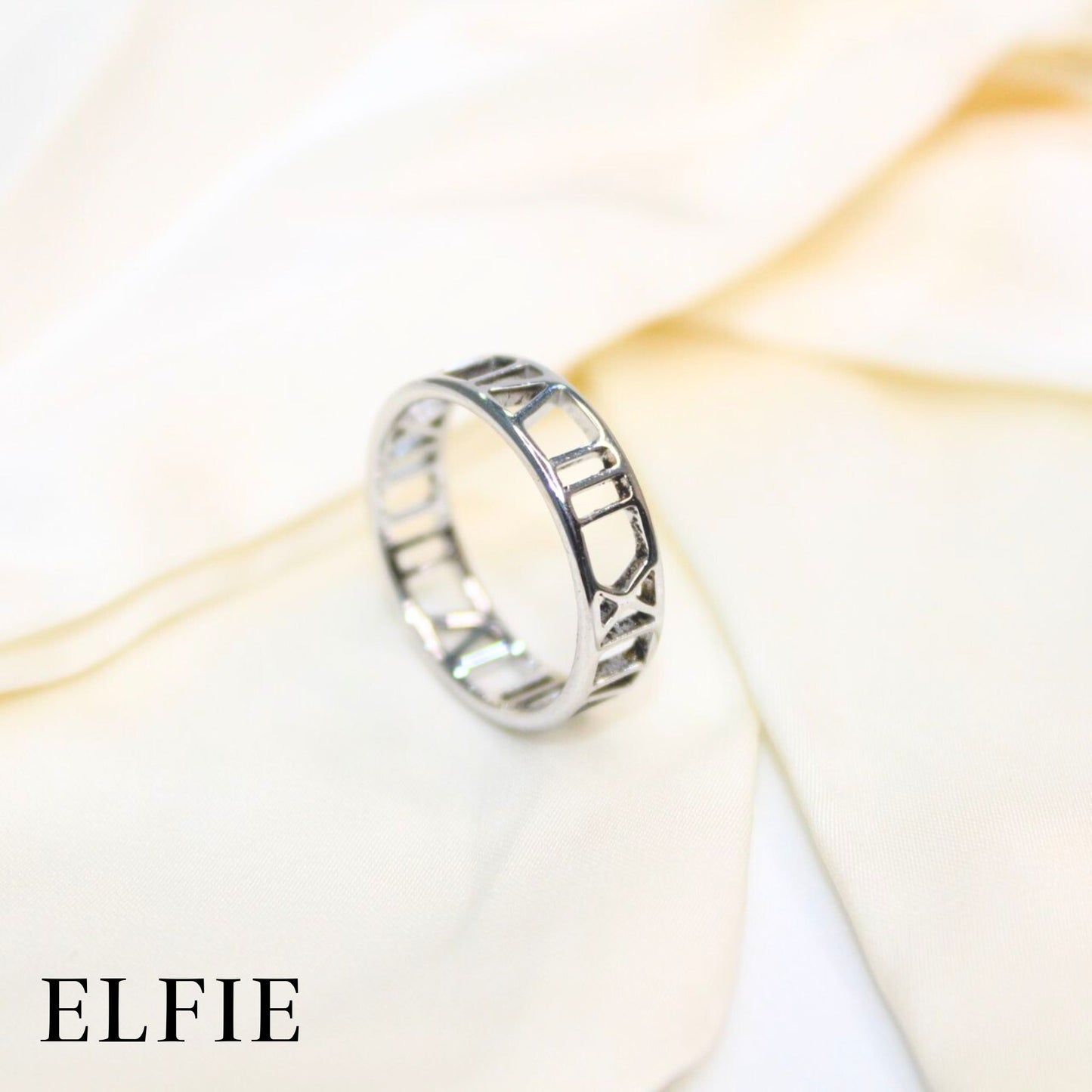 Roman Clock Titanium Ring