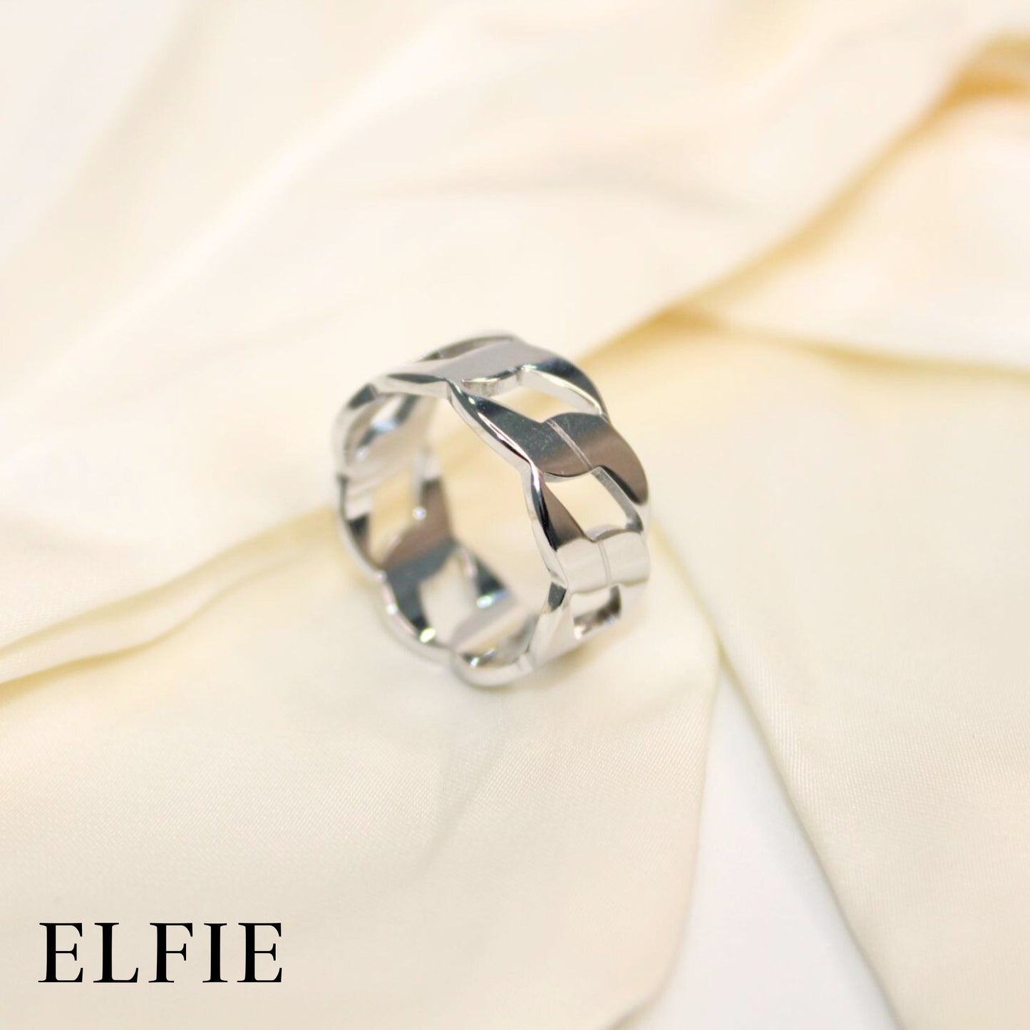 Masculine Big Chain Design Titanium Ring