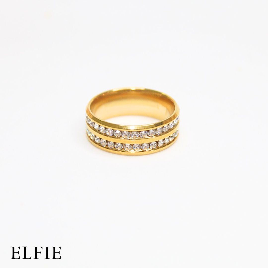 Double Diamond Strip Titanium Ring