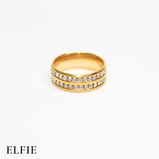 Double Diamond Strip Titanium Ring