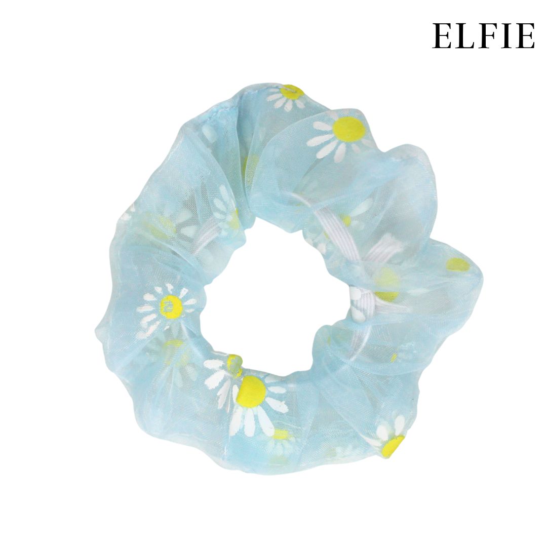 Daisy Printed Organza Scrunchie