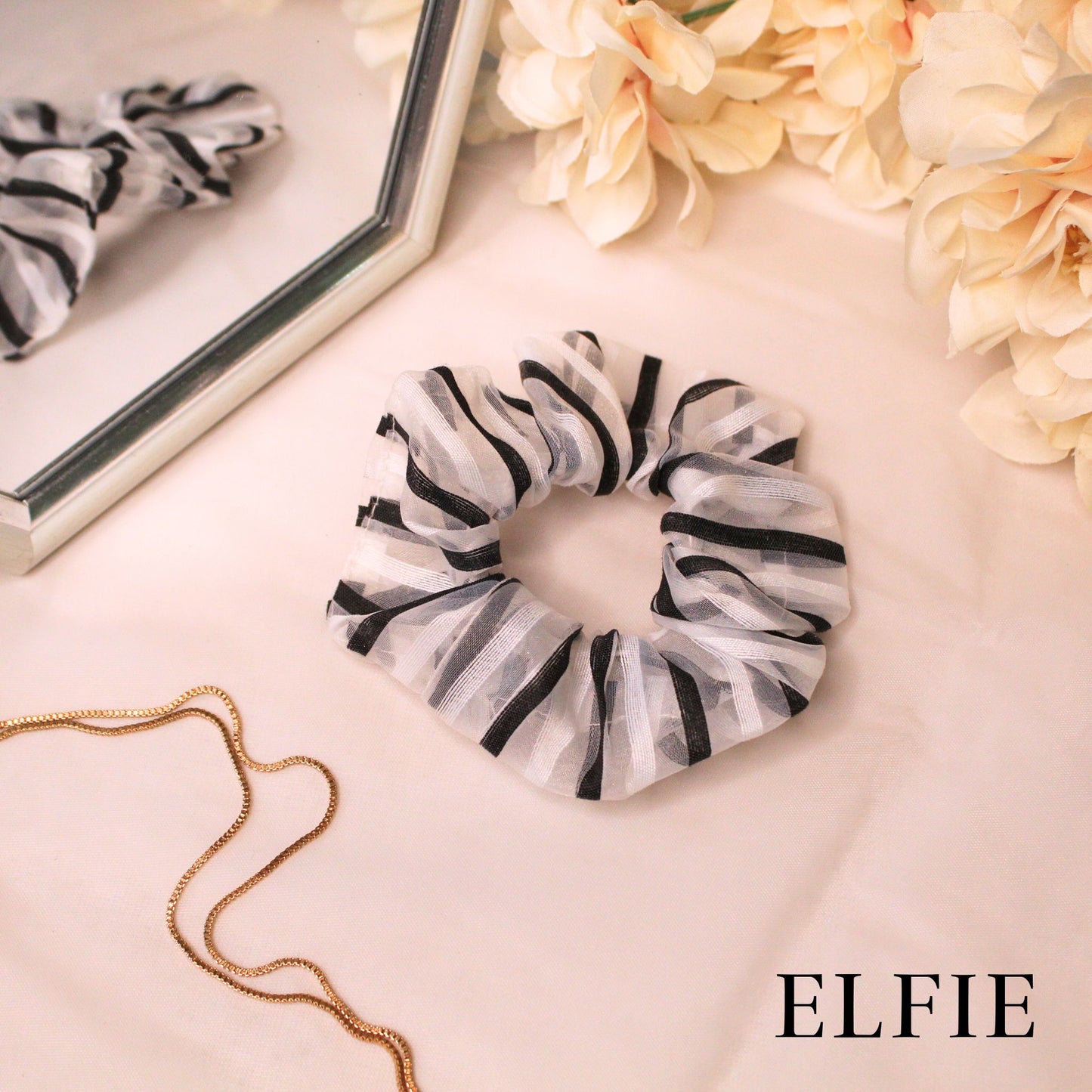 Colour Strip Organza Scrunchie