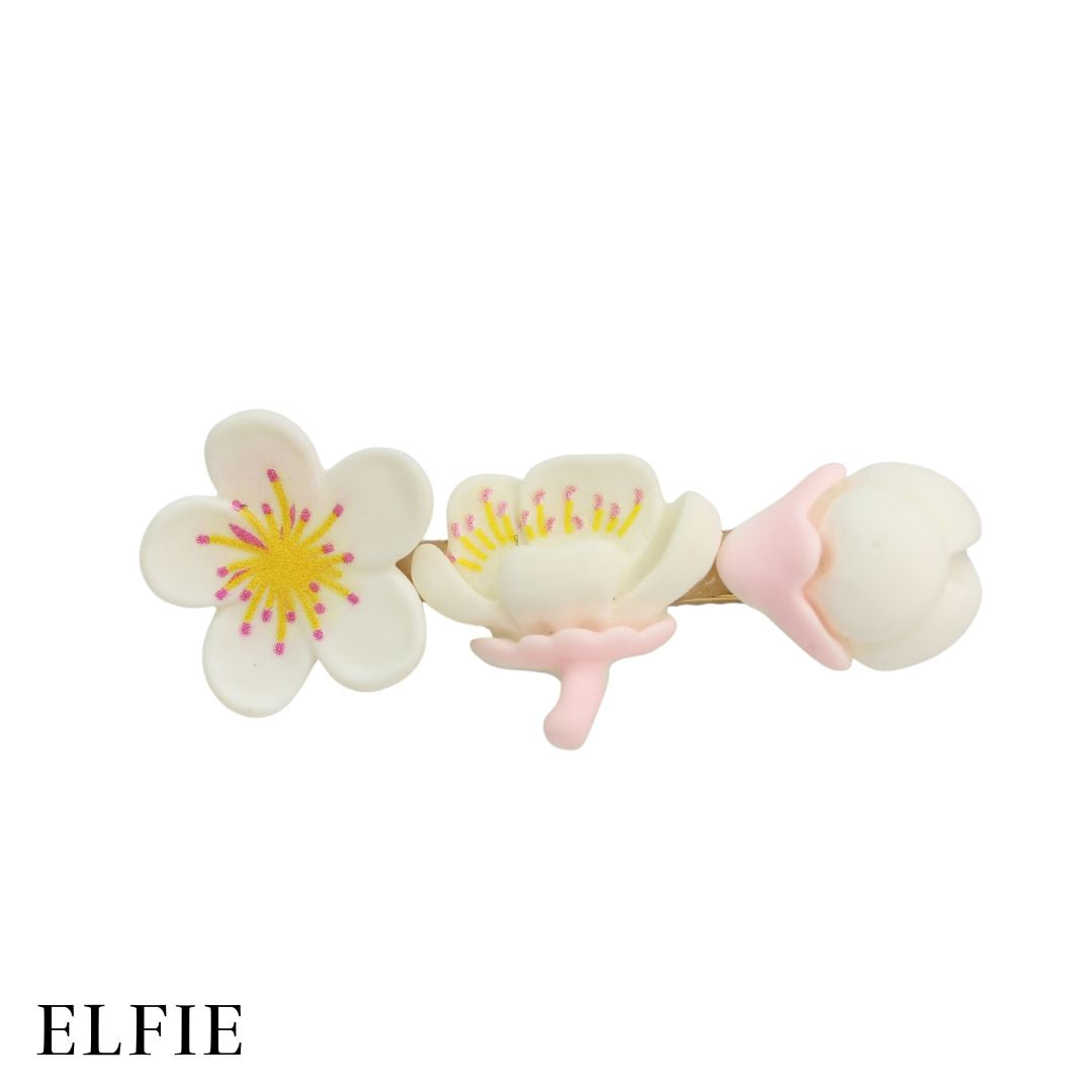 White Sakura Matte Hair Clip