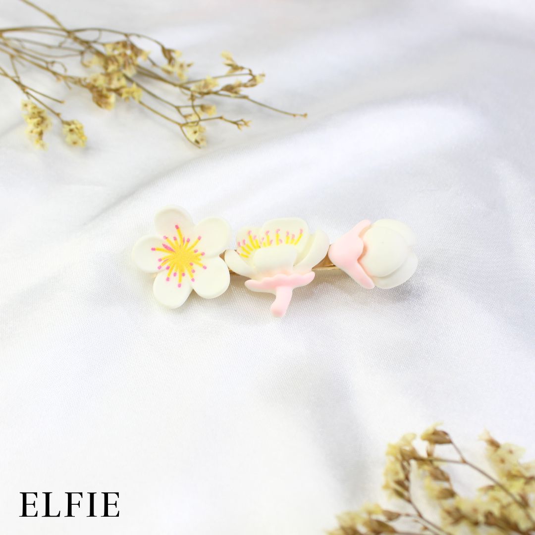 White Sakura Matte Hair Clip