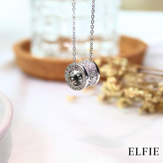 Roman Cylinder Time Pendant Titanium Necklace