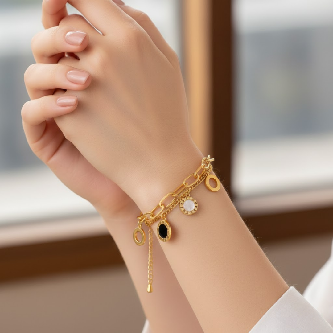 Roman Emblem Gold Titanium Bracelet