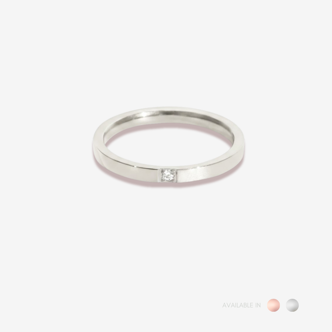 Micro Diamond Rose Gold Titanium Ring