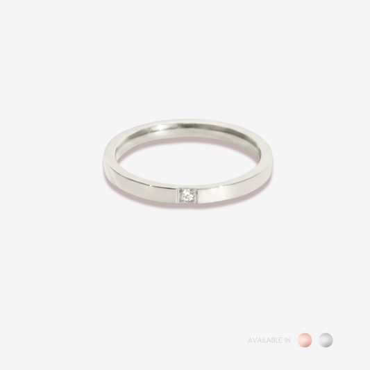 Micro Diamond Silver Titanium Ring