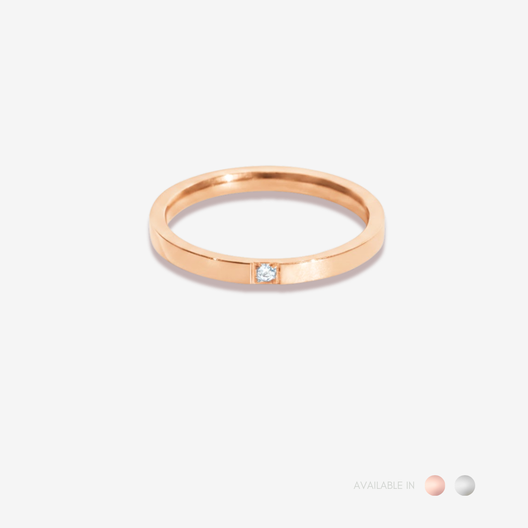 Micro Diamond Rose Gold Titanium Ring