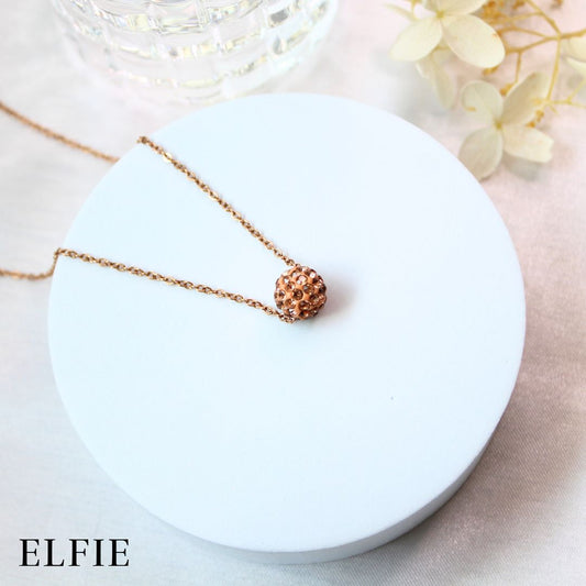 Rose Gold Diamond Pave Ball Titanium Necklace