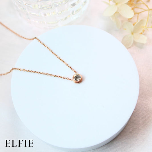 Rose Gold Solitaire Titanium Necklace
