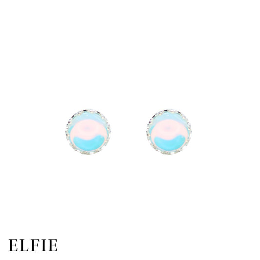 Round Blue Diamond Stud Non-Titanium Earring