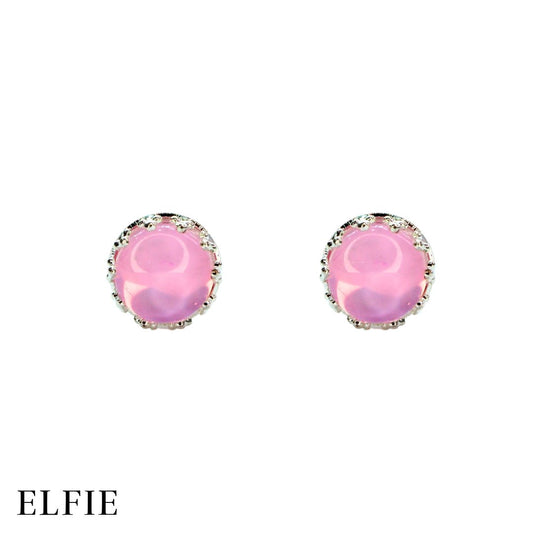Round Pink Diamond Stud Non-Titanium Earring
