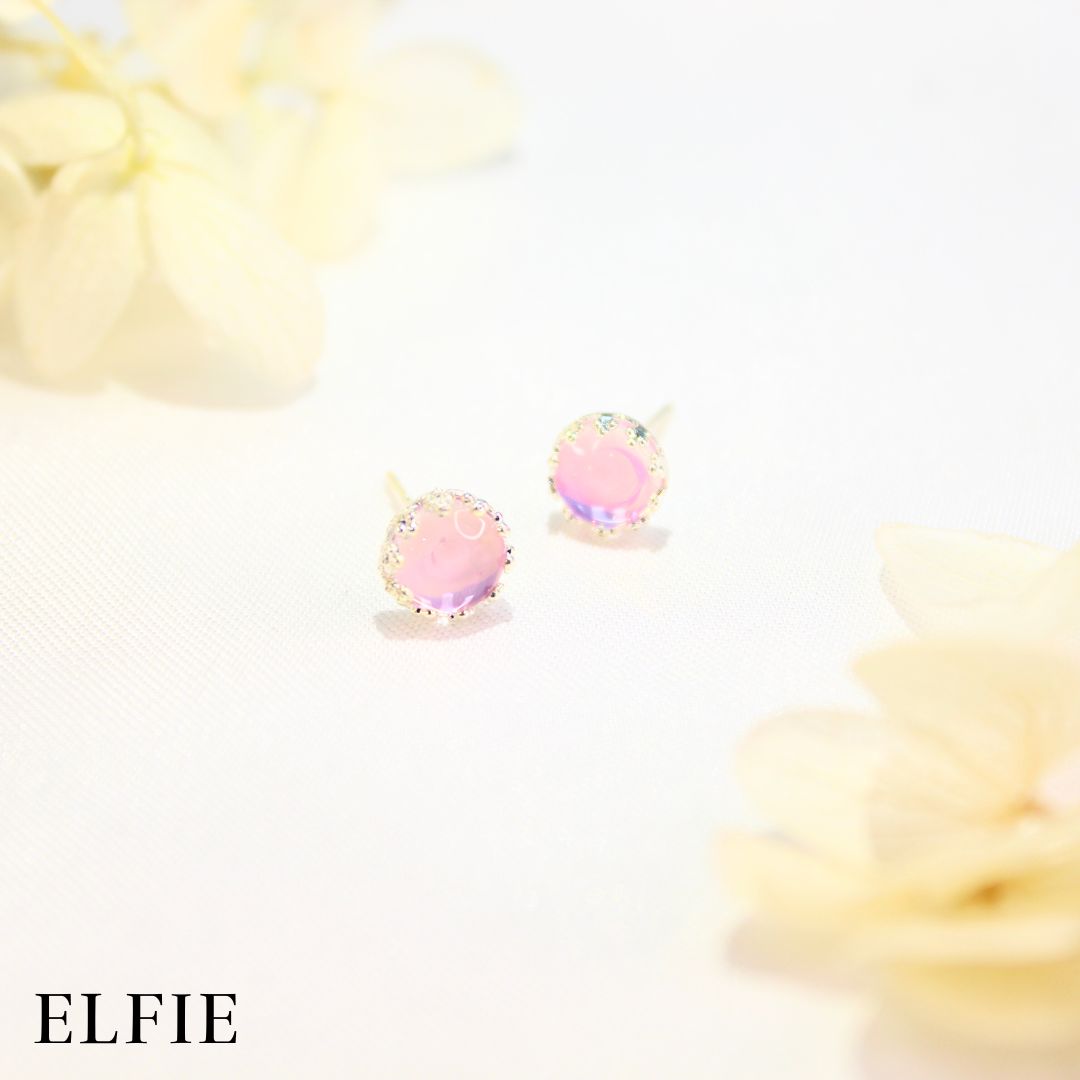 Round Purple Diamond Stud Earring