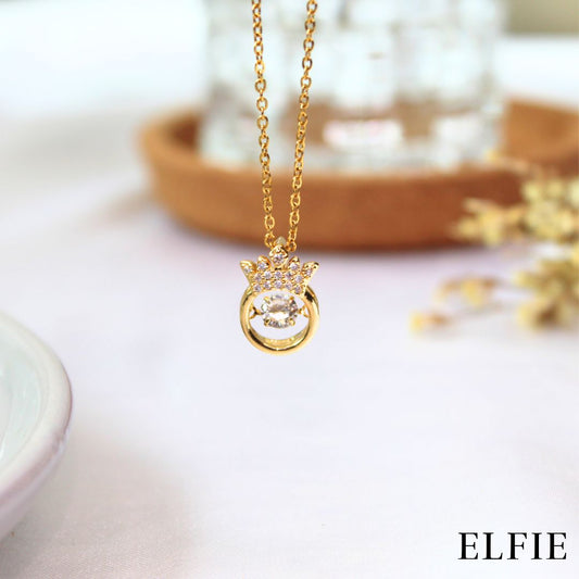 Royal Crown Heart Pendant Titanium Necklace