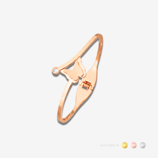 Royale Butterfly Rose Gold Titanium Bangle
