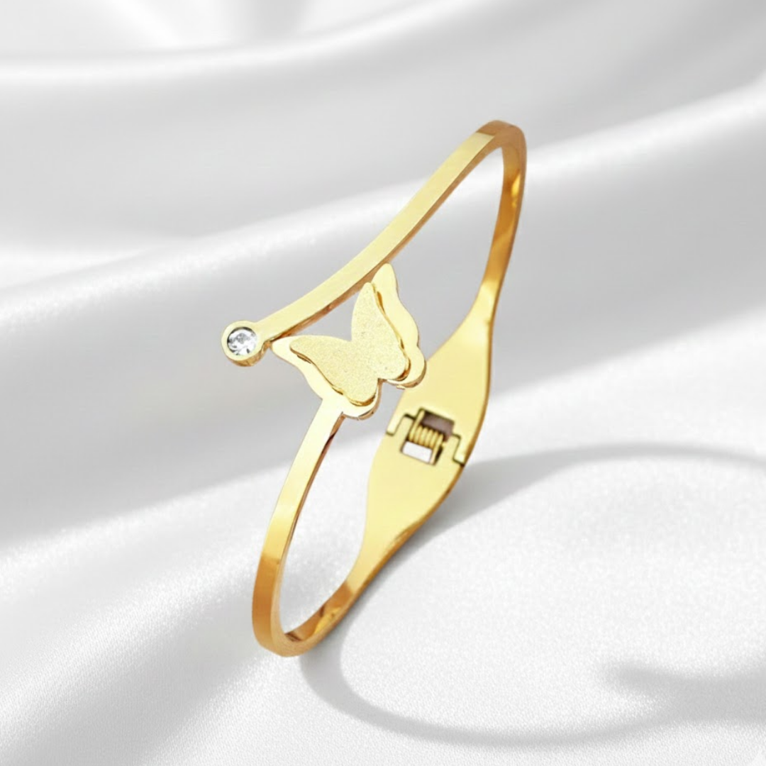 Royale Butterfly Rose Gold Titanium Bangle