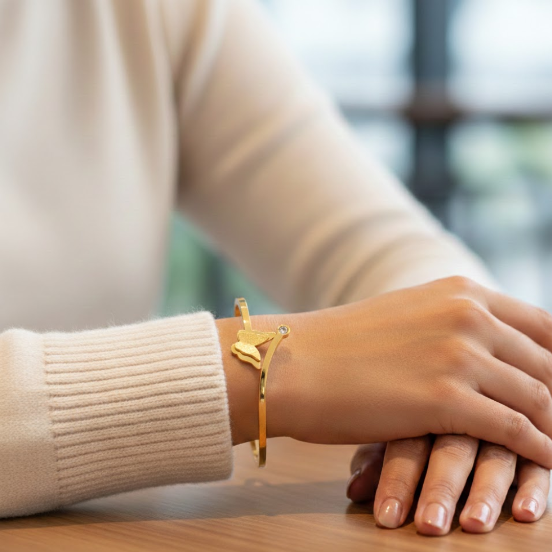 Royale Butterfly Gold Titanium Bangle