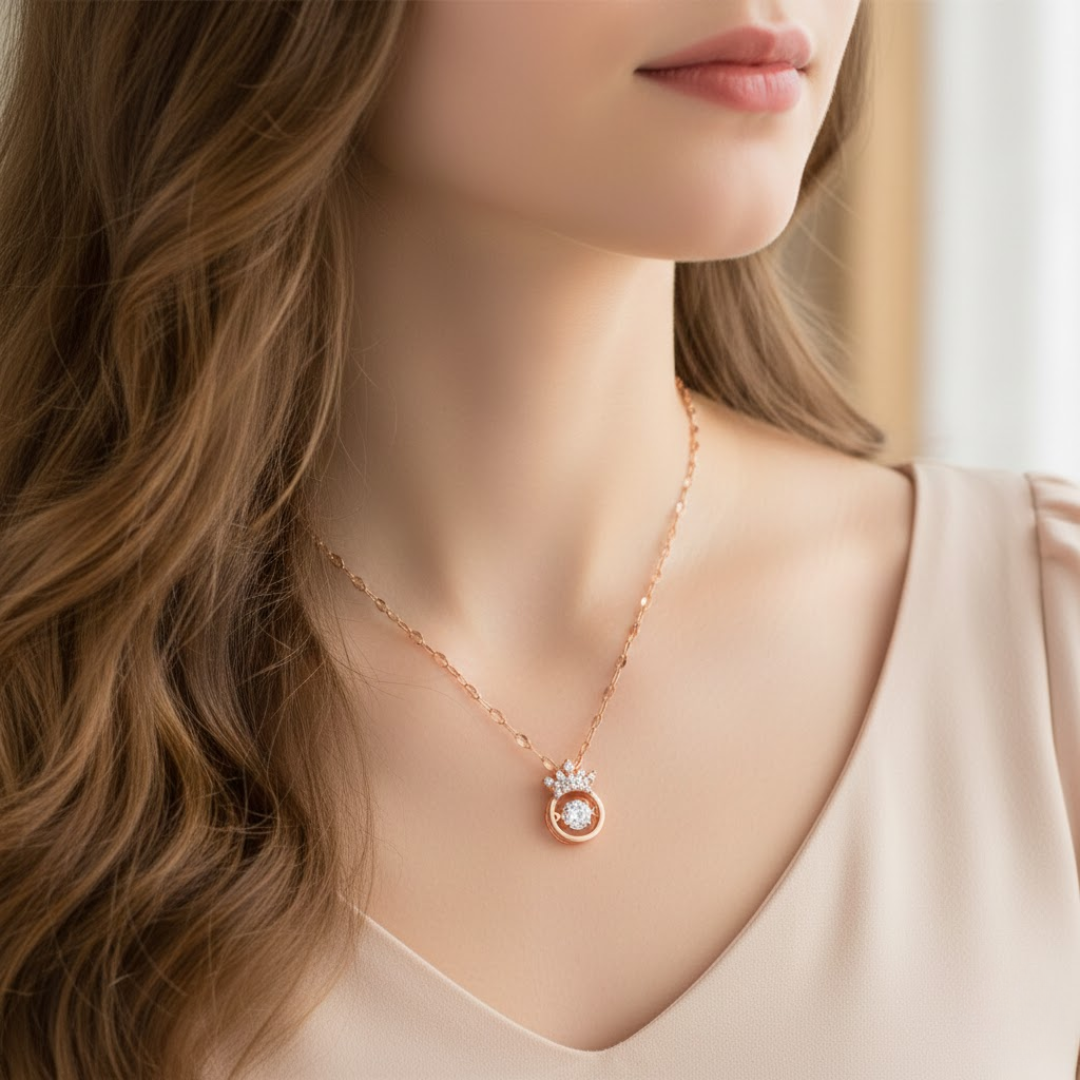 Royale Crown Rose Gold Titanium Necklace